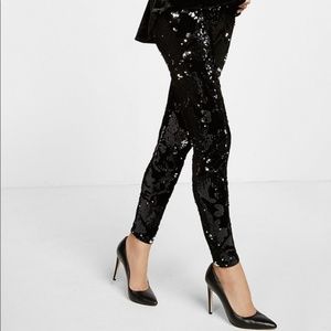 Express Evening Black Sequin Leggings